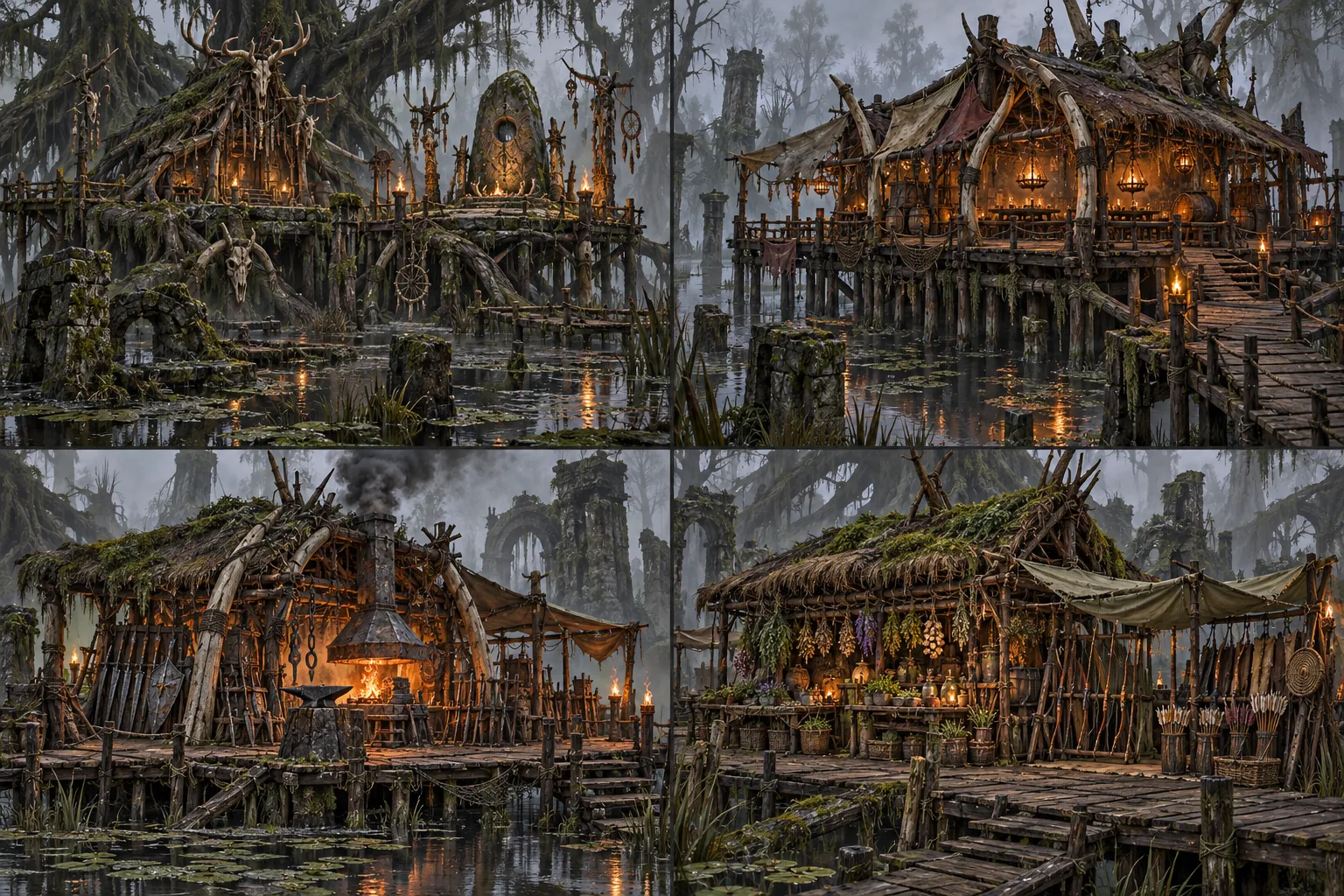 Grimstomp Hollow architecture and key buildings